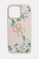 Obal na telefon Guess iPhone 16 Pro Max růžová barva, GUHCP16XPGROP4MP