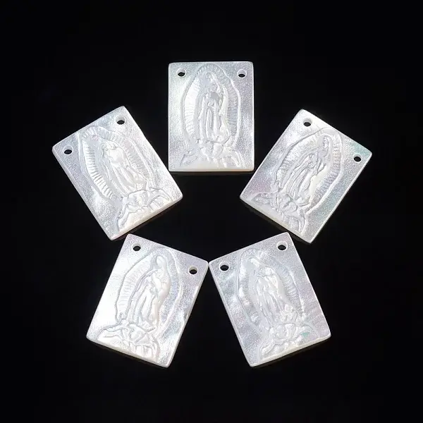 Natural White Shell Lady of Guadalupe Pendants