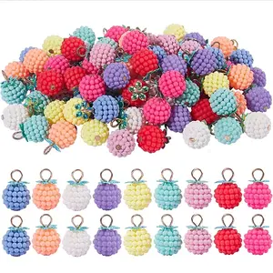 90Pcs 9 Colors Rubberized Style ABS Plastic Pendants