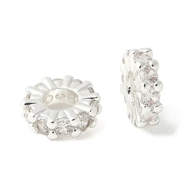 Brass Micro Pave Cubic Zirconia Beads