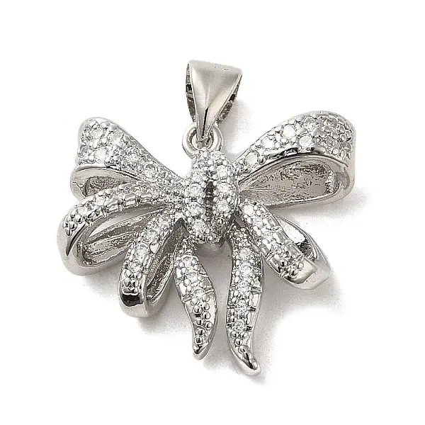 Brass Micro Pave Clear Cubic Zirconia Pendants