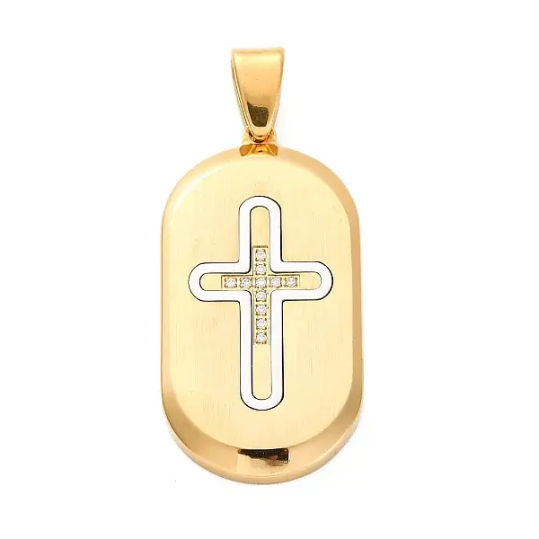 304 Stainless Steel Micro Pave Cubic Zirconia Pendants