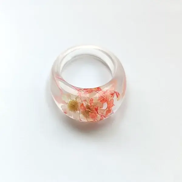Resin Dried Flower Finger Rings for Women