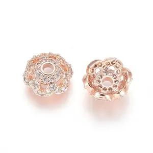 Brass Micro Pave Cubic Zirconia Bead Cap