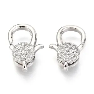 Brass Micro Pave Cubic Zirconia Lobster Claw Clasp