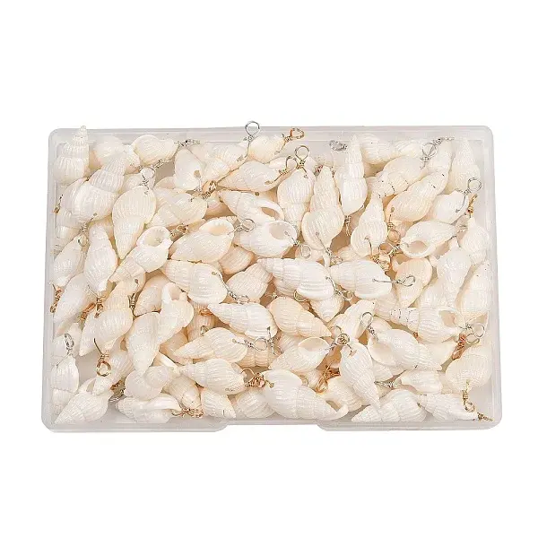 100Pcs 2 Colors Natural Spiral Shell Pendants