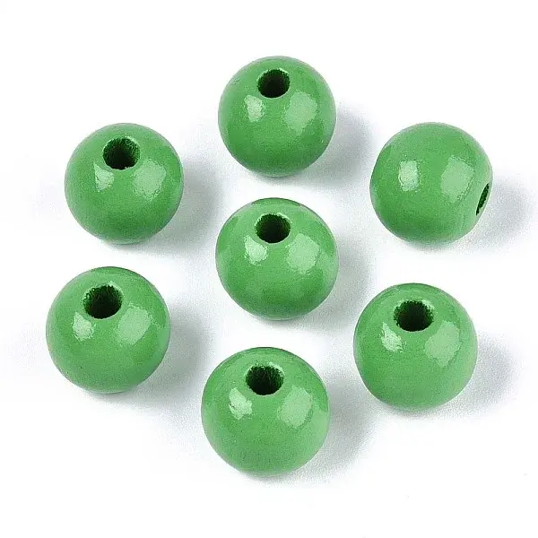 Spray Painted Round Natural Schima Wood Beads