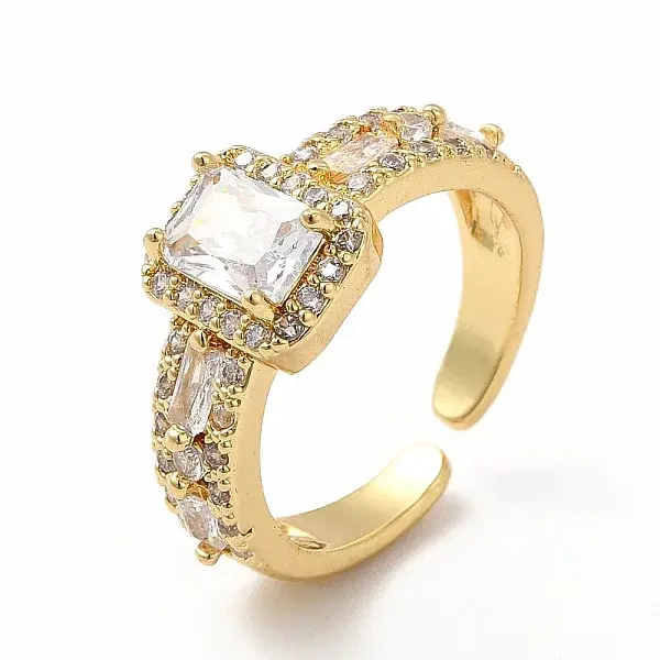 Cubic Zirconia Rectangle Open Cuff Ring