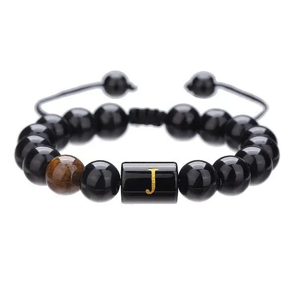 Adjustable Natural Tiger Eye and Glass Beaded Braided Bead Bracelets for Men Women