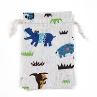Animals Printed Polycotton(Polyester Cotton) Packing Pouches Drawstring Bags
