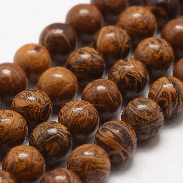 Natural Elephant Skin Jasper/Miriam Stone/Calligraphy Stone Beads Strands