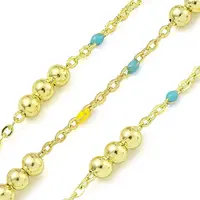 Brass Enamel Round Beaded Link Chain