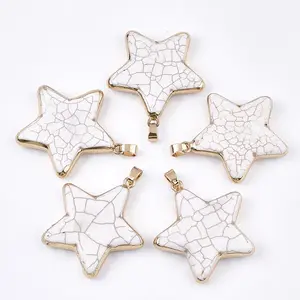 Electroplate Synthetic Turquoise Pendants