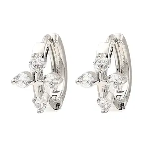 Brass Micro Pave Cubic Zirconia Hoop Earrings