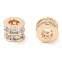 Brass Micro Pave Clear Cubic Zirconia Beads