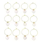 12Pcs Heart with Constellation Alloy Enamel Wine Glass Charms Sets