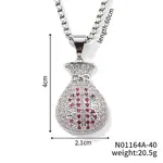 Fashion Hip-hop Street Style Brass Old Rose & Clear Cubic Zirconia Money Bag Pendant Box Chain Necklaces