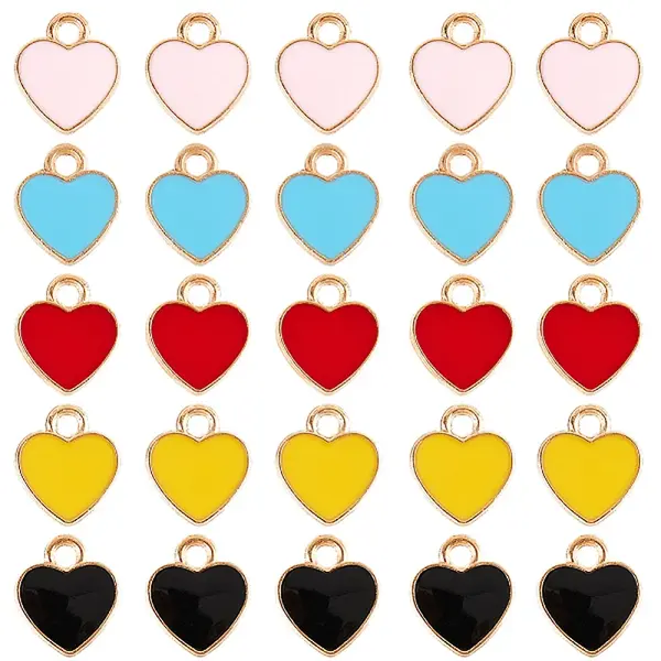 100Pcs 5 Colors Alloy Enamel Charms