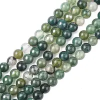 Natural Moss Agate Beads Strands