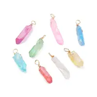 Electroplated Natural Quartz Crystal Pendants