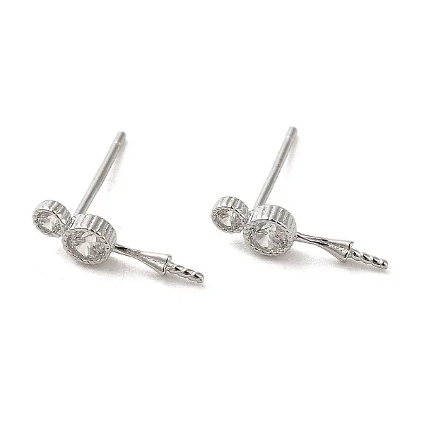 Anti-Tarnish 925 Sterling Silver Stud with Cubic Zirconia Earrings Findings