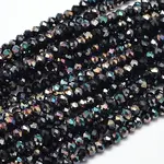 Faceted Rondelle Half Rainbow Plated Electroplate Glass Beads Strands
