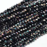 Faceted Rondelle Half Rainbow Plated Electroplate Glass Beads Strands