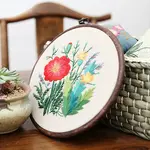 DIY Flower Pattern Linen Embroidery Hanging Ornament Kits