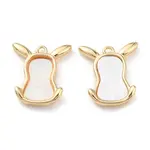 Rack Plating Brass Cow Head Charms with Shell