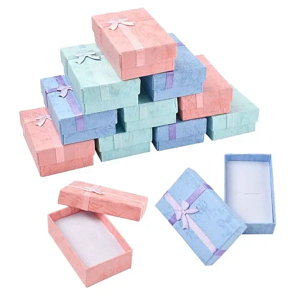 12Pcs 3 Colors Cardboard Paper Necklace Boxes