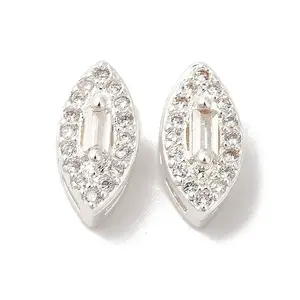 Brass Micro Pave Clear Cubic Zirconia Beads