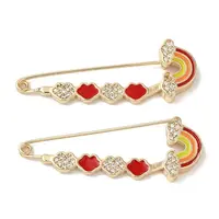 Real 18K Gold Plated Brass with Rhinestone Brooches
