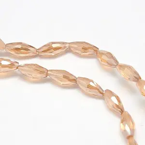 Electroplate Crystal Glass Rice Beads Strands