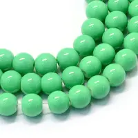 Baking Painted Glass Round Bead Strands