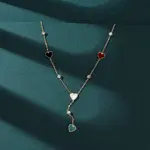 304 Stainless Steel Crystal Rhinestone & Resin Colorful Heart Pendant Necklaces for Women