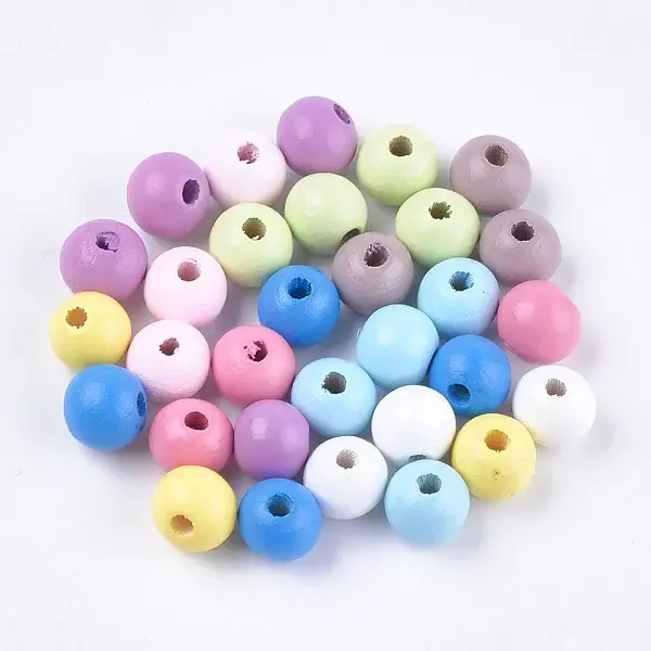 Dyed Natural Beech Wood Beads