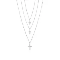 Rhodium Plated 925 Sterling Silver Tri-Tiered Necklaces