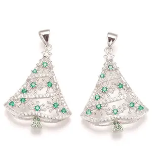 Brass Micro Pave Cubic Zirconia Pendants