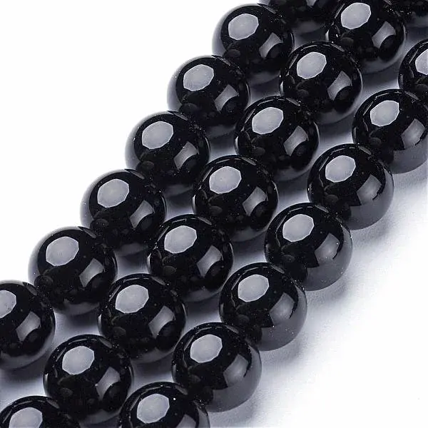 Natural Black Onyx Round Beads Strands