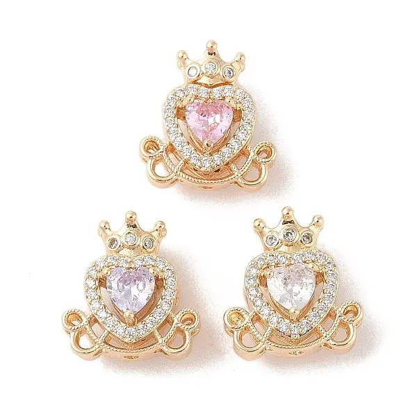 Golden Brass Micro Pave Cubic Zirconia Beads