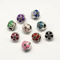 Alloy Enamel Flower Large Hole Style European Beads