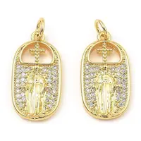 Rack Plating Brass Micro Pave Clear Cubic Zirconia Pendants
