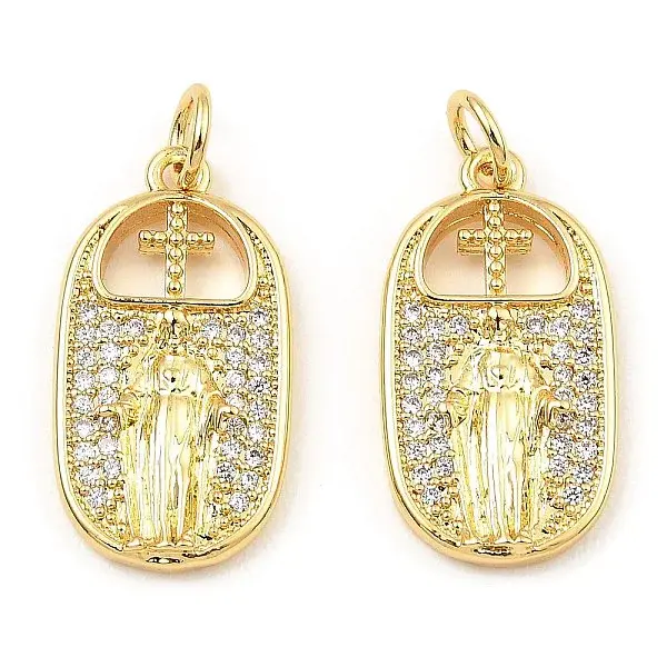 Rack Plating Brass Micro Pave Clear Cubic Zirconia Pendants