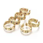 Brass Micro Pave Cubic Zirconia Cuff Rings