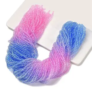 Transparent Painted Glass Beads Strands