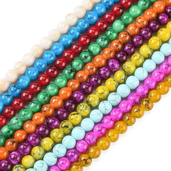 Baking Paint Glass Round Bead Strands