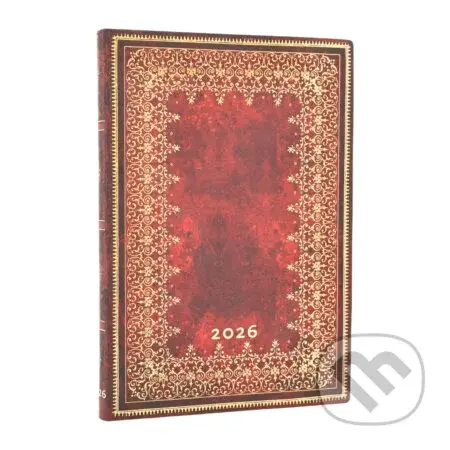 Paperblanks - týždenný diár Foiled 2026 (flexi, midi, horizontálny, elastické zatváranie)