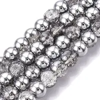 Electroplated Crackle Glass Beads Strands
