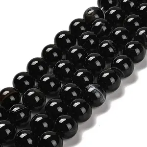 Natural Black Agate Beads Strands