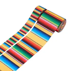 2Rolls 2 Styles Stripe Pattern Printed Polyester Grosgrain Ribbon